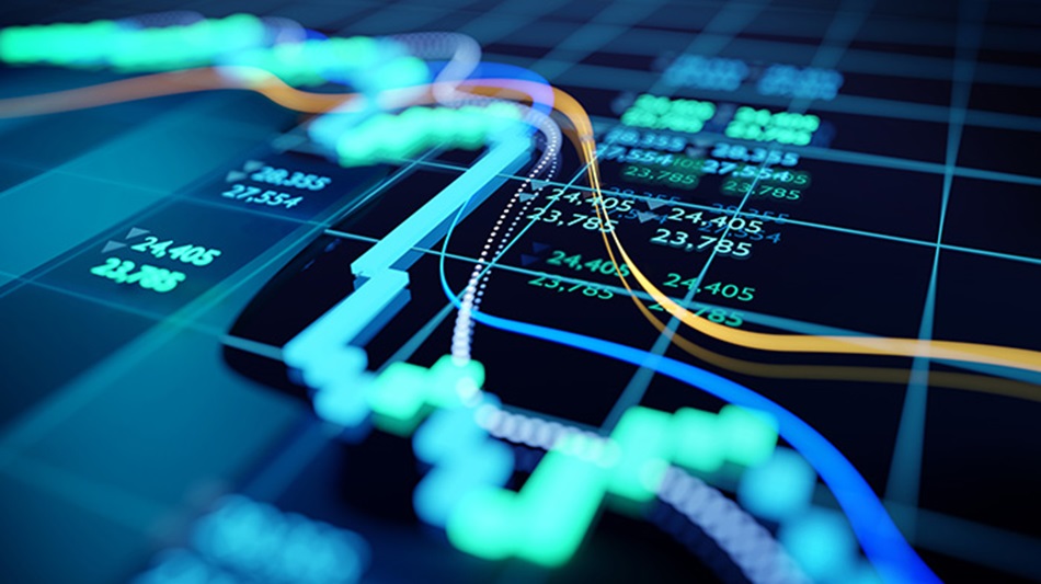 A graph of stock numbers fluctuating 