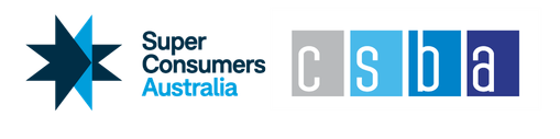 logos for Super Consumers Australia and CSBA